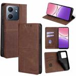 For OPPO A5x 5G Global Cow Texture Magnetic Leather Phone Case(Dark Brown)