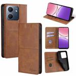 For OPPO A5x 5G Global Cow Texture Magnetic Leather Phone Case(Light Brown)