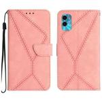 For Motorola Moto E22S / G22 4G Stitching Embossed Leather Phone Case(Pink)