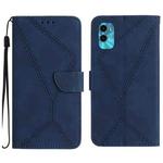 For Motorola Moto E22S / G22 4G Stitching Embossed Leather Phone Case(Blue)