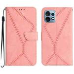For Motorola Edge 40 Pro 5G Stitching Embossed Leather Phone Case(Pink)