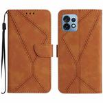 For Motorola Edge 40 Pro 5G Stitching Embossed Leather Phone Case(Brown)