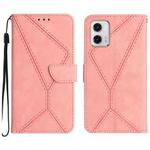 For Motorola Moto G 5G 2023 Stitching Embossed Leather Phone Case(Pink)