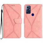For Motorola Moto G Play 2023 Stitching Embossed Leather Phone Case(Pink)