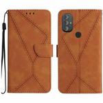 For Motorola Moto G Power 2022 Stitching Embossed Leather Phone Case(Brown)