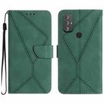 For Motorola Moto G Power 2022 Stitching Embossed Leather Phone Case(Green)