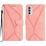 For Motorola Moto G Stylus 4G 2022 Stitching Embossed Leather Phone Case(Pink)