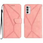 For Motorola Moto G52J Stitching Embossed Leather Phone Case(Pink)