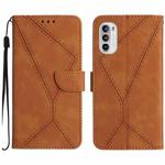 For Motorola Moto G52J Stitching Embossed Leather Phone Case(Brown)