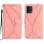 For Motorola Moto G72 4G Stitching Embossed Leather Phone Case(Pink)
