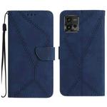 For Motorola Moto G72 4G Stitching Embossed Leather Phone Case(Blue)