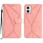 For Motorola Moto G73 5G Stitching Embossed Leather Phone Case(Pink)