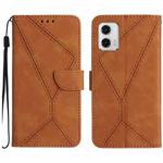 For Motorola Moto G73 5G Stitching Embossed Leather Phone Case(Brown)