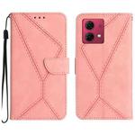 For Motorola Edge 40 Neo Stitching Embossed Leather Phone Case(Pink)