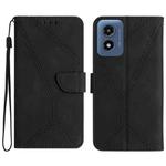 For Motorola Moto E14 Stitching Embossed Leather Phone Case(Black)