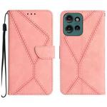 For Motorola Edge 50 5G Stitching Embossed Leather Phone Case(Pink)