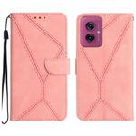 For Motorola Moto G55 5G Stitching Embossed Leather Phone Case(Pink)