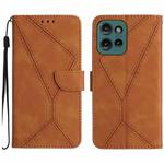 For Motorola Moto G Play 2025 Stitching Embossed Leather Phone Case(Brown)