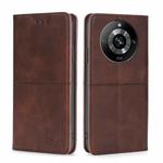 For Realme 11 Pro / 11 Pro+ 5G Cow Texture Magnetic Leather Phone Case(Dark Brown)