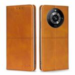 For Realme 11 Pro / 11 Pro+ 5G Cow Texture Magnetic Leather Phone Case(Light Brown)