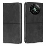 For Realme 12 5G Cow Texture Magnetic Leather Phone Case(Black)