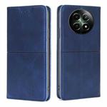 For Realme 12 5G Cow Texture Magnetic Leather Phone Case(Blue)