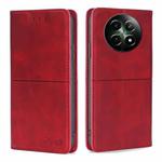 For Realme 12 5G Cow Texture Magnetic Leather Phone Case(Red)