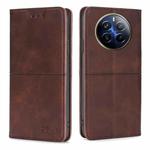 For Realme 12 Pro 5G Cow Texture Magnetic Leather Phone Case(Dark Brown)