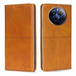 For Realme 12 Pro 5G Cow Texture Magnetic Leather Phone Case(Light Brown)