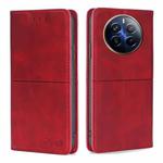 For Realme 12 Pro 5G Cow Texture Magnetic Leather Phone Case(Red)