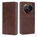 For Realme GT5 Pro 5G Cow Texture Magnetic Leather Phone Case(Dark Brown)