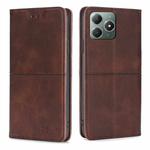 For Realme C61 4G Cow Texture Magnetic Leather Phone Case(Dark Brown)