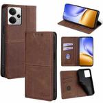 For Realme 14 5G Global Cow Texture Magnetic Leather Phone Case(Dark Brown)