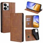 For Realme 14 5G Global Cow Texture Magnetic Leather Phone Case(Light Brown)