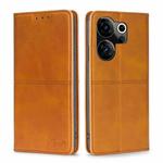 For Tecno Camon 20 Premier 5G Cow Texture Magnetic Leather Phone Case(Light Brown)