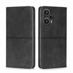 For Xiaomi Redmi Note 12 Turbo Cow Texture Magnetic Leather Phone Case(Black)