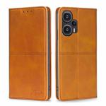 For Xiaomi Redmi Note 12 Turbo Cow Texture Magnetic Leather Phone Case(Light Brown)