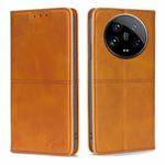 For Xiaomi 14 Ultra 5G Cow Texture Magnetic Leather Phone Case(Light Brown)