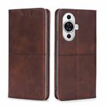 For Huawei nova 11 4G Cow Texture Magnetic Leather Phone Case(Dark Brown)