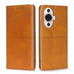 For Huawei nova 11 4G Cow Texture Magnetic Leather Phone Case(Light Brown)