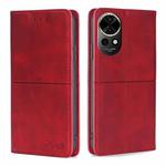 For Huawei nova 12 5G Cow Texture Magnetic Leather Phone Case(Red)