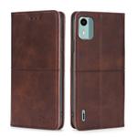 For Nokia C12 Cow Texture Magnetic Leather Phone Case(Dark Brown)