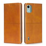For Nokia C12 Cow Texture Magnetic Leather Phone Case(Light Brown)