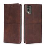 For Nokia C32 Cow Texture Magnetic Leather Phone Case(Dark Brown)