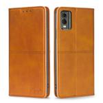 For Nokia C32 Cow Texture Magnetic Leather Phone Case(Light Brown)