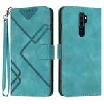 For OPPO A9 2020/A5 2020 Line Pattern Skin Feel Leather Phone Case(Light Blue)