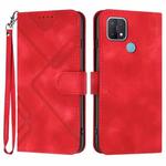 For OPPO A15 / A15s Line Pattern Skin Feel Leather Phone Case(Red)