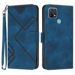 For OPPO A15 / A15s Line Pattern Skin Feel Leather Phone Case(Royal Blue)