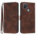 For OPPO A15 / A15s Line Pattern Skin Feel Leather Phone Case(Coffee)