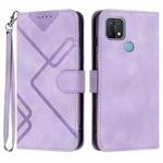 For OPPO A15 / A15s Line Pattern Skin Feel Leather Phone Case(Light Purple)